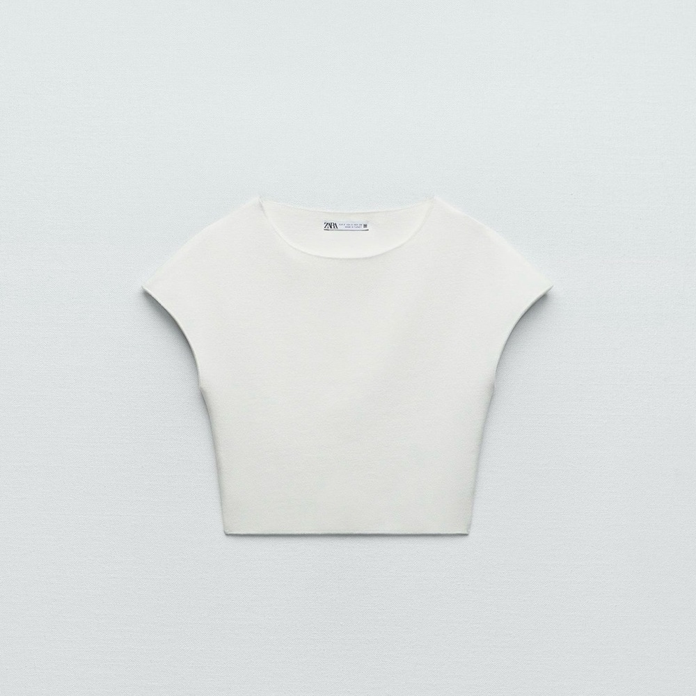Zara Stretch knit White Crop Top